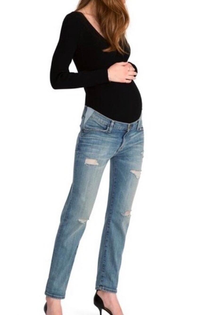 Current / Elliott Hatch Maternity Boyfriend Destroy Distressed Jeans Size 25